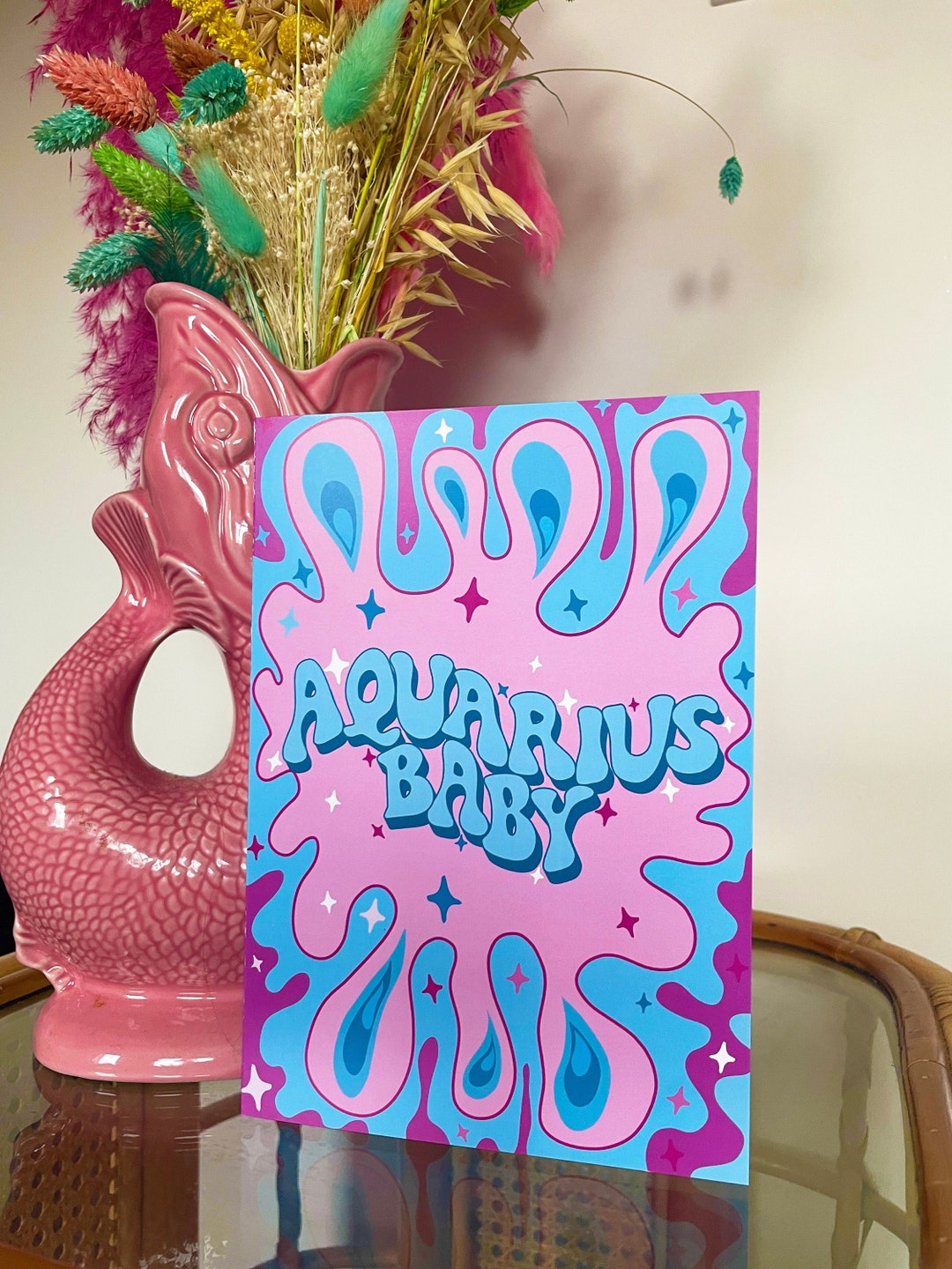Aquarius Baby Star Sign Greeting Card - Etsy