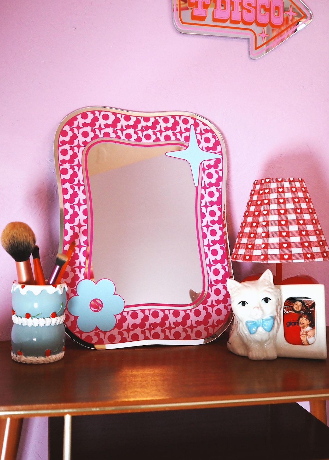 Groovy Pattern Square Blob Mirror - Pink & Hot Pink - Etsy