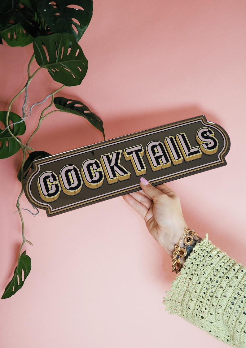 Cocktails Rectangle Sign - Bold Bronze