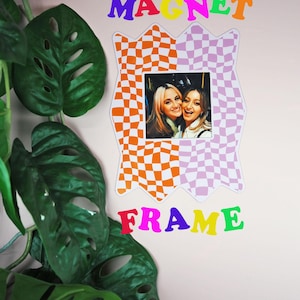 Zig Zag Print Magnet Frame - Two Toned Orange & Pink