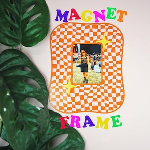 Blob Checkerboard Print Magnet Frame - Orange