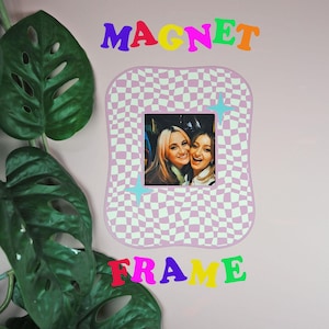 Blob Checkerboard Print Magnet Frame - Baby Pink