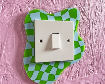 Blue & Green Checkerboard Light Switch