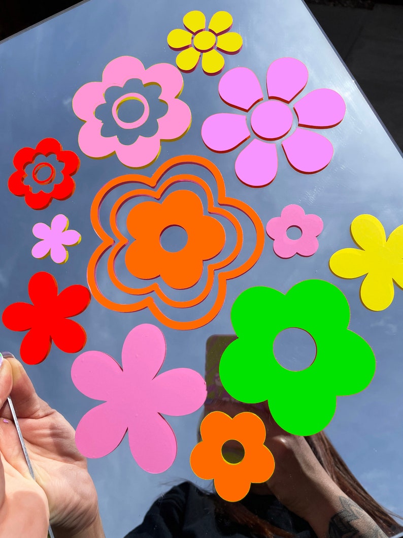Rainbow Flower Stickers 2x Sizes image 1