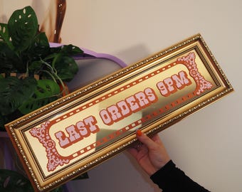 Last Orders 9pm Traditional Framed Mirror
