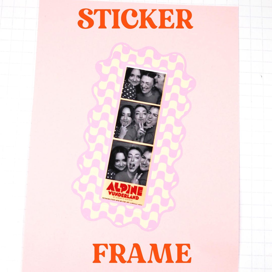 Photobooth Strip Sticker Frame - Pink & Cream Wavy - Etsy