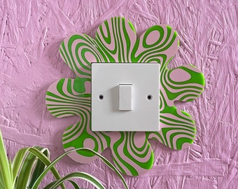 Green & Light Pink Psychedelic Wavy Light Switch