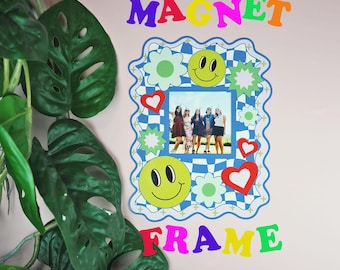 Happy Face & Love Heart Print Magnet Frame