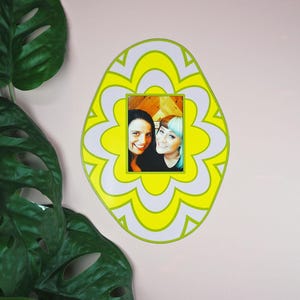 Lemon Yellow Floral Egg Magnet Frame