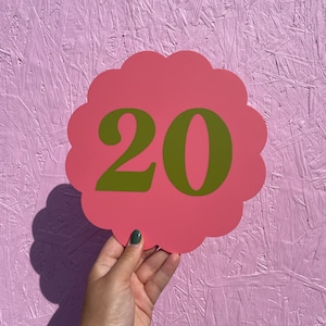 Raspberry Scallop House Number Sign - Customise Number Colour