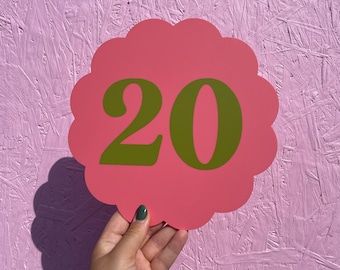Raspberry Scallop House Number Sign - Customise Number Colour