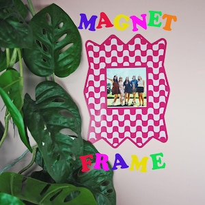 Zig Zag Print Magnet Frame - Hot Pink & Pink