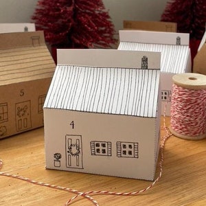 Printable Advent Calendar, DIY Christmas Countdown, Paper Holiday Cottages, Christmas Calendar PDF, Advent Calendar Boxes, Holiday Calendar