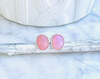 Pink Opal Earrings, Pink stone Earrings, Pink Opal post Earrings, pink opal studs, tiny pink earrings, small pink earrings, pink opal posts