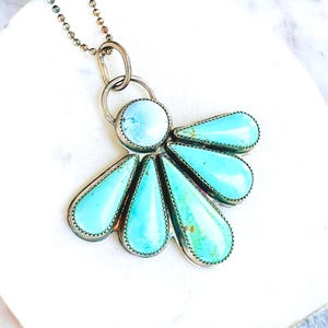 Turquoise Statement Necklace, Golden Hills Turquoise Necklace, Turquoise Fan necklace, Turquoise Pendant, Turquoise Flower Necklace