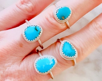 Turquoise Rings, Turquoise Ring, Tiny Turquoise ring, Silver turquoise ring, Turquoise Stacker rings, Delicate turquoise ring
