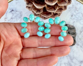 turquoise Horseshoe Earrings, Amazonite arch Earrings, Turquoise Arch Earrings, Turquoise U shaped earrings, Horseshoe Turquoise earrings