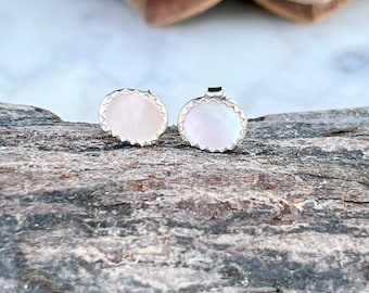 Mother of pearl studs, mother of pearl earrings, mother of pearl post earrings, flat pearl stud earrings, flat pearl post earrings