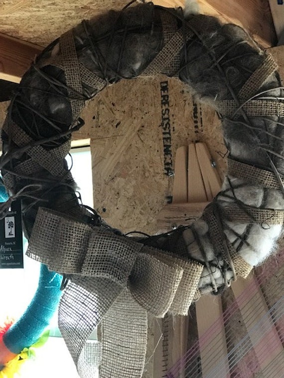 Front Door Charm Grapevine Wreath With Burlap Accent And Bow Etsy