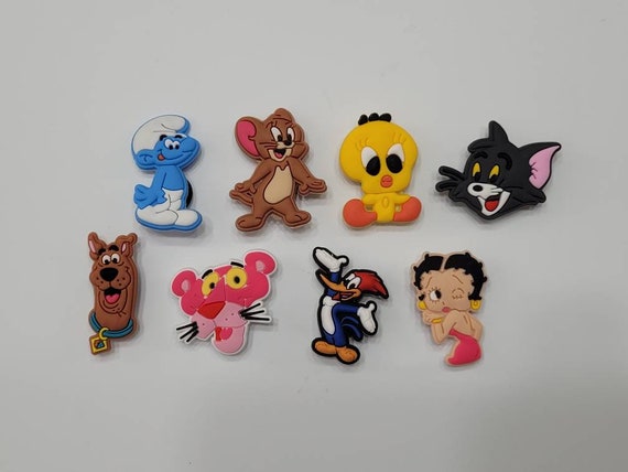 8 Pieces Classic Cartoon Characters PVC Rubber Shoe Charms for Crocs  Cupcake Toppers Party Favors 