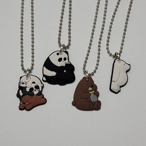 Lot of 4 Cute Cartoon Bears Charm Necklaces Birthday Party Favor Pack Gifts