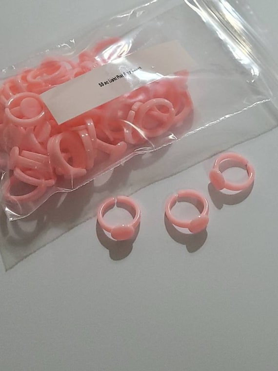 50 Pieces Light Pink Children's Plastic Ring Blanks DIY Jewelry