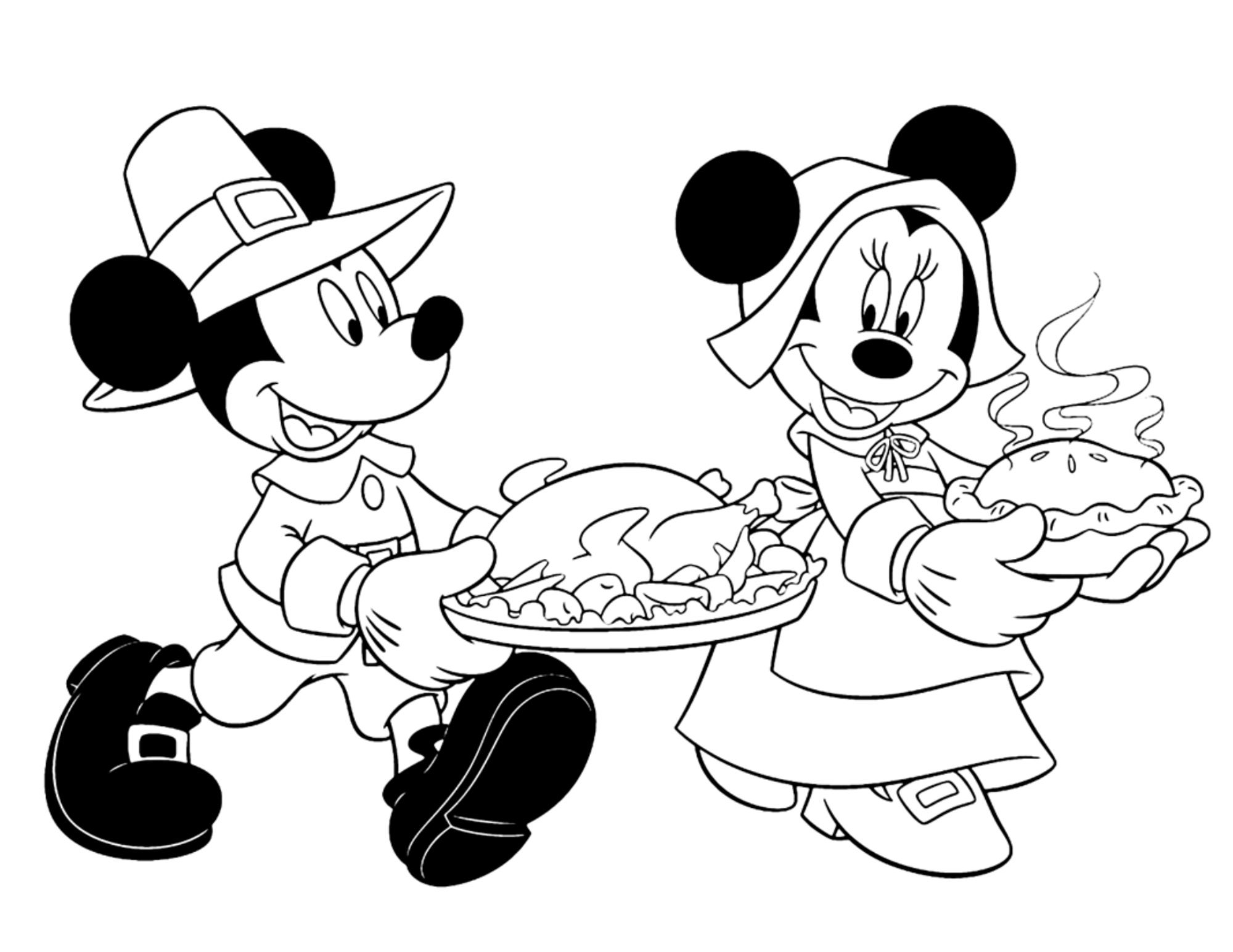 mickey mouse thanksgiving coloring pages: printable activity (pdf