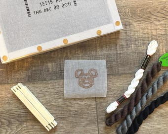 Disney World Snacks - Mickey Pretzel  Needlepoint Canvas - Disney Inspired Needlepoint Canvas - Beginner Needlepoint Canvas