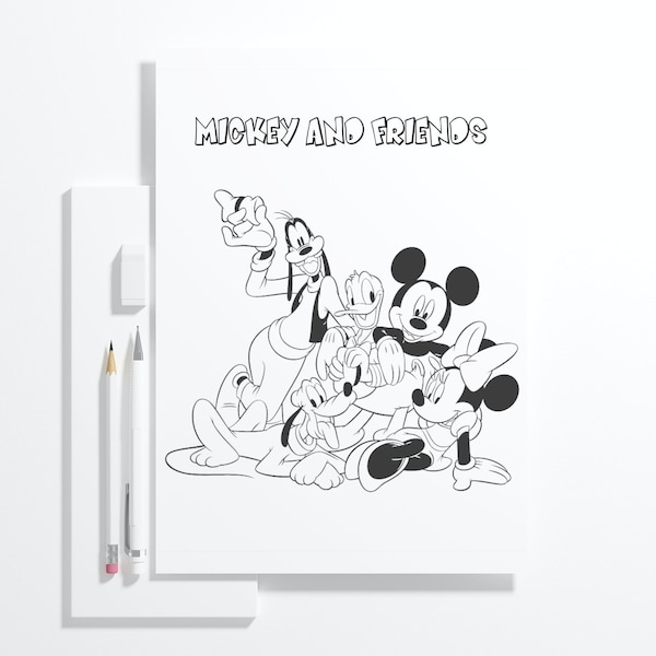 20  Pages of Mickey Mouse Coloring Book - Printable PDF Coloring Book Minnie Mouse Coloring - Mickey and Friends Printable