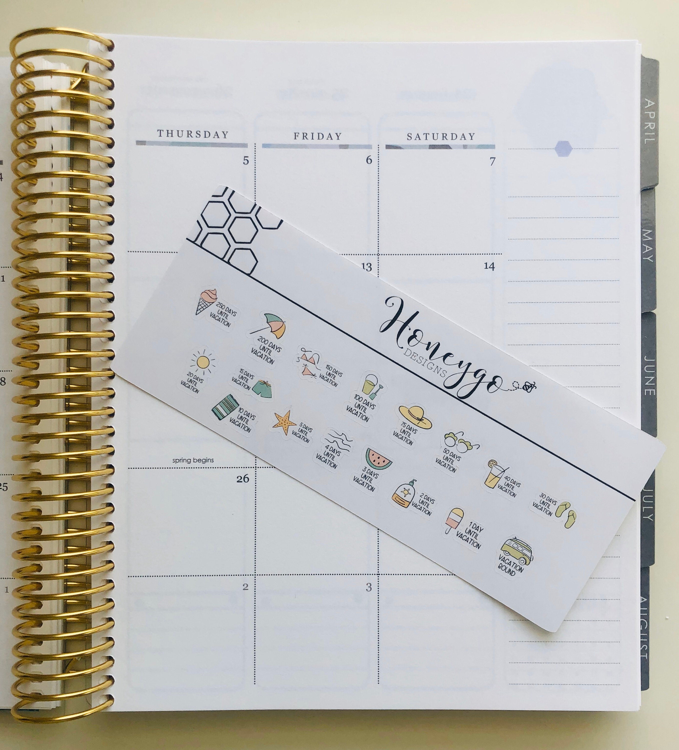 Beach Vacation Countdown Stickers: Planner Stickers, Erin Condren ...