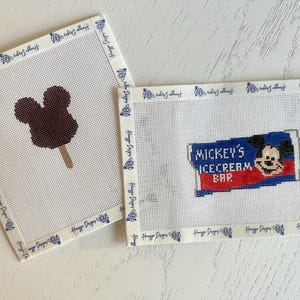 Mickey Ice Cream Bar Needlepoint Canvas - Disney Snacks - Disney Inspired Needlepoint Canvas - Beginner Needlepoint Canvas