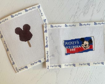 Mickey Ice Cream Bar Needlepoint Canvas - Disney Snacks - Disney Inspired Needlepoint Canvas - Beginner Needlepoint Canvas