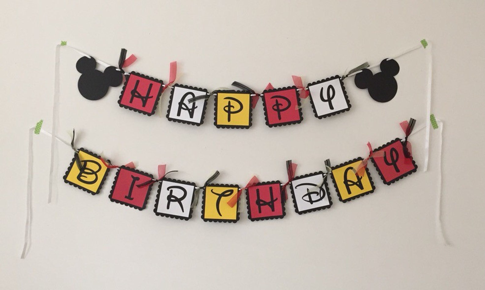 Mickey Mouse Happy Birthday Banner Disney Birthday Banner | Etsy