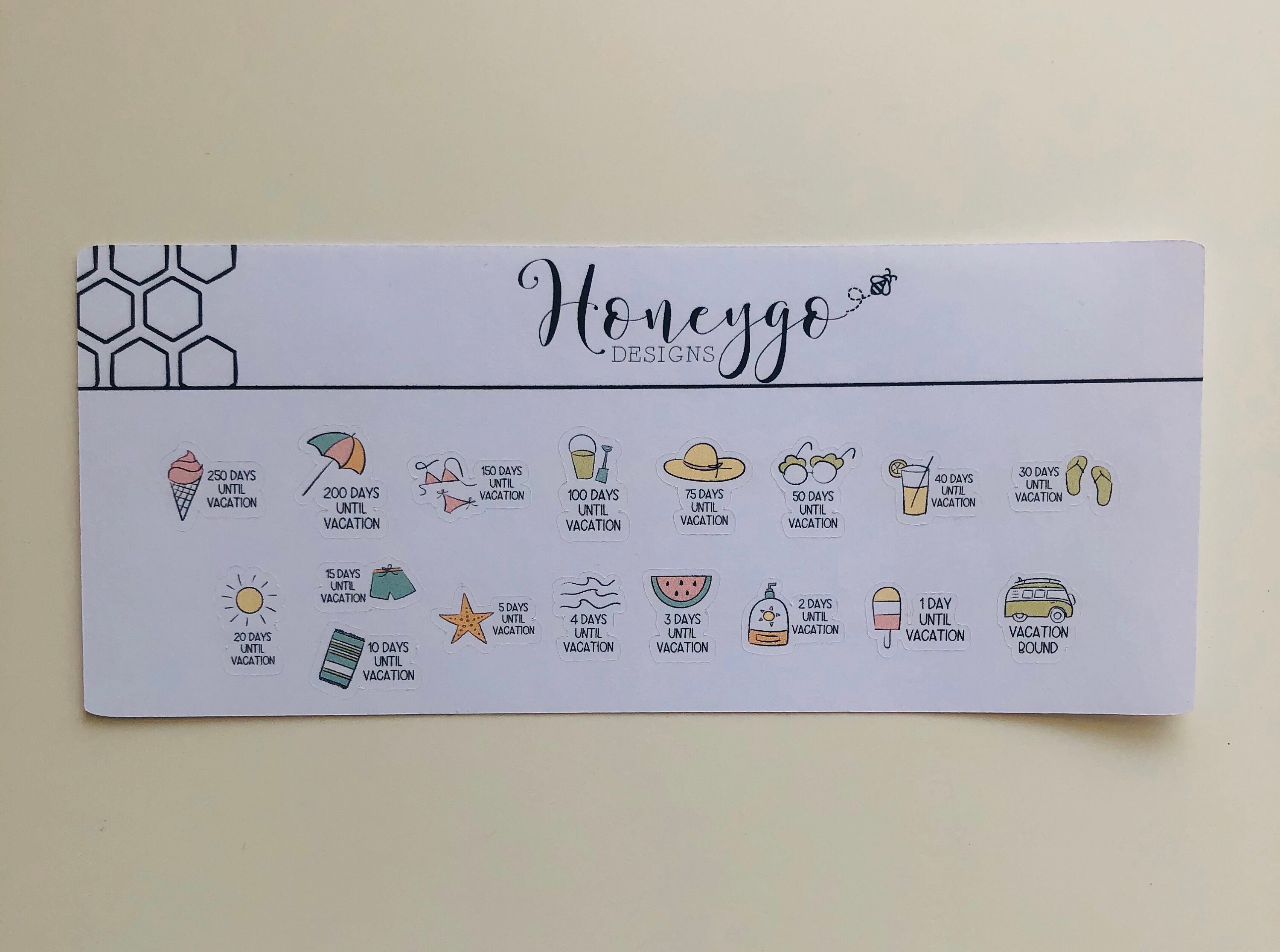 Beach Vacation Countdown Stickers: Planner Stickers, Erin Condren ...