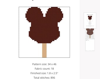 Disney World Snacks Digital Pattern - Mickey Ice Cream Bar Needlepoint Canvas - Disney Inspired Needlepoint - Beginner Needlepoint Canvas