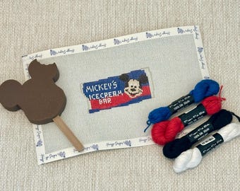 Mickey Icecream Bar Wrapper Needlepoint Canvas - Disney Snacks - Disney Inspired Needlepoint Canvas - Beginner Needlepoint Canvas