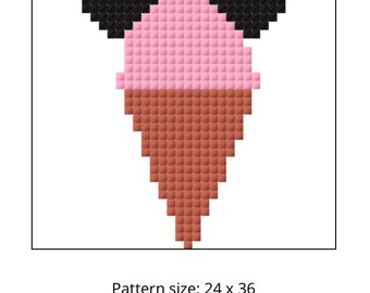 Disney World Snacks - Mickey Ice Cream Cone Needlepoint Canvas - Disney Inspired Needlepoint Canvas - Beginner Needlepoint Canvas