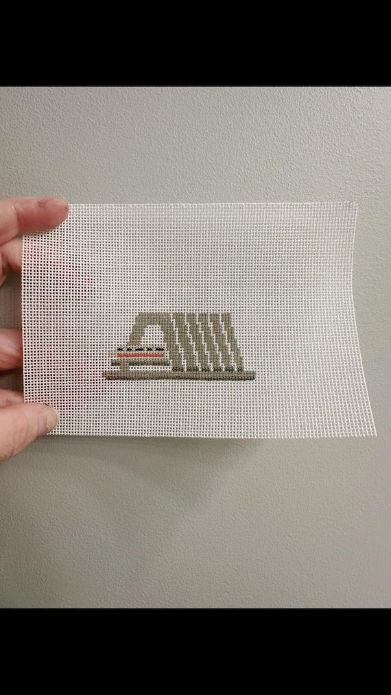 Contemporary Resort and Monorail Needlepoint - Disney World Resort Hotel Luggage Tags - Disney Needlepoint Luggage Tags