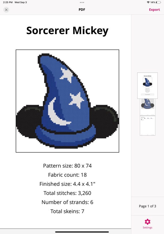 Sorcerer Mickey Hat Handpainted Needlepoint Canvas - Needlepoint