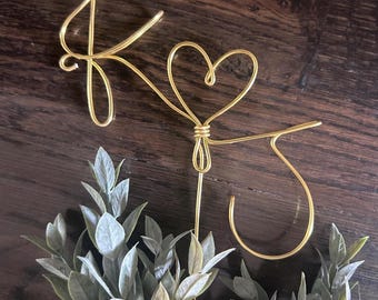 Custom Wedding Cake Topper Wire Boho Simple Initials monogram Copper Gold Silver Birthday Shower Anniversary Party Decor **free shipping