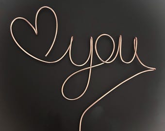 Handmade 'Love You' Wire Cake Topper, Anniversary Decoration