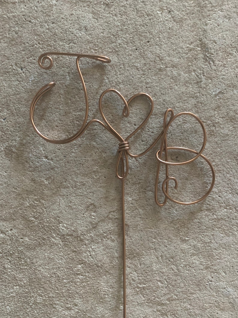 Custom Monogram Wedding Cake Topper Wire Rustic Engagement Initial Groom Decor Centerpiece Gold Party Birthday Anniversary Shower Free Ship image 7