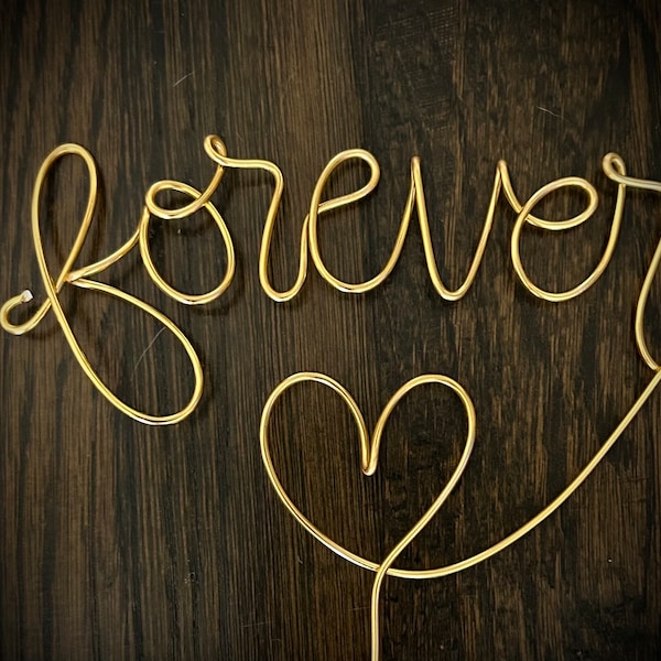 Forever Wedding Cake Topper Decoration Wire Rustic Country Party Love Copper Gold Silver Birthday Groom Anniversary Shower **Free Shipping**