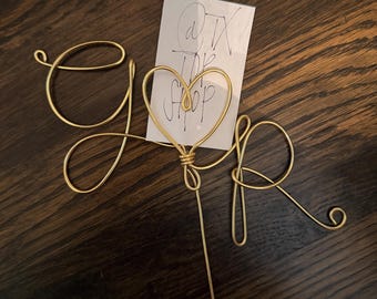 Custom Wedding Cake Topper Wire Rustic Gift Initials Heart Love Copper Gold Silver Birthday Shower Anniversary Party Decor **free shipping