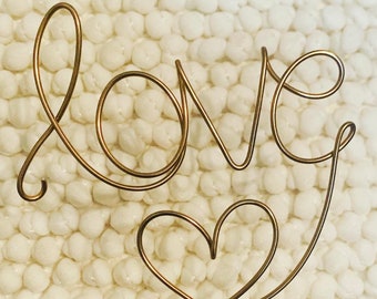 Custom Wire Cake Topper, Heart and Love, Rustic Wedding Decor