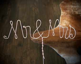 Wedding Wire Cake Topper Mr and Mrs Heart Rustic Love Country decoration