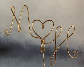 Custom Wire Cake Topper Boho Classic Rustic Monogram Wedding Anniversary Engagement Bridal Shower **fast shipping