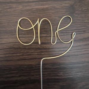 Wire Number Cake Topper: Custom Rustic One Birthday, Baby Shower, Smash Cake (Gold)