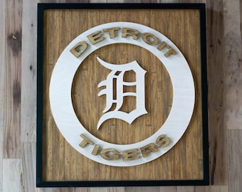 detroit tigers on reclaimed wood