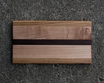 handcrafted white oak, maple, walnut cutting board
